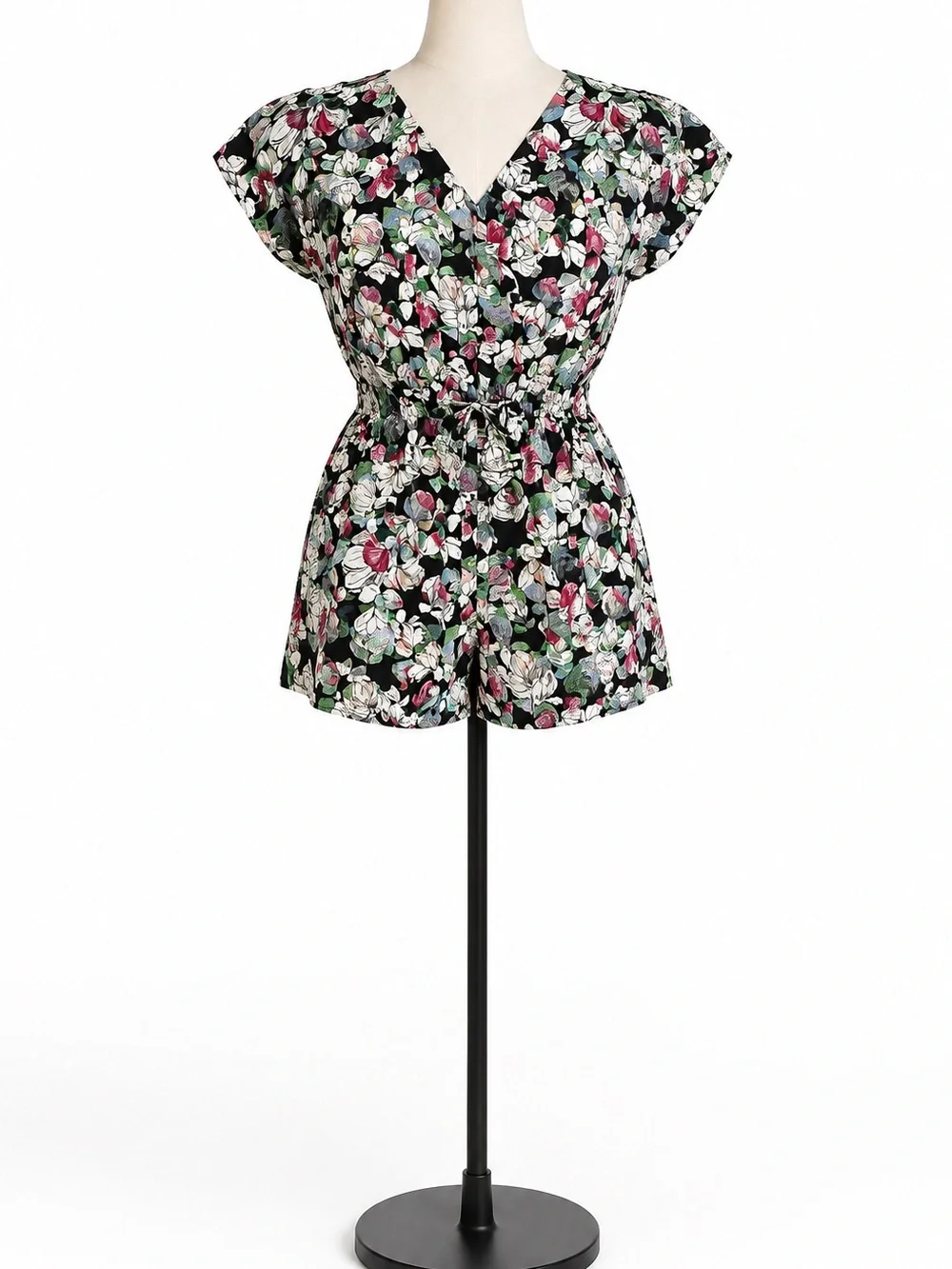BCBGMAXAZRIA Women’s Floral Romper Size Large Black Multicolor NWT